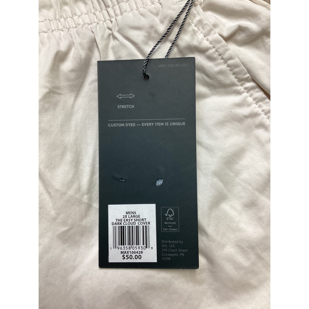 VRST Mens The Easy Short 7 Inch Inseam Dark Cloud Cover White XX-Large NEW - Picture 4 of 6
